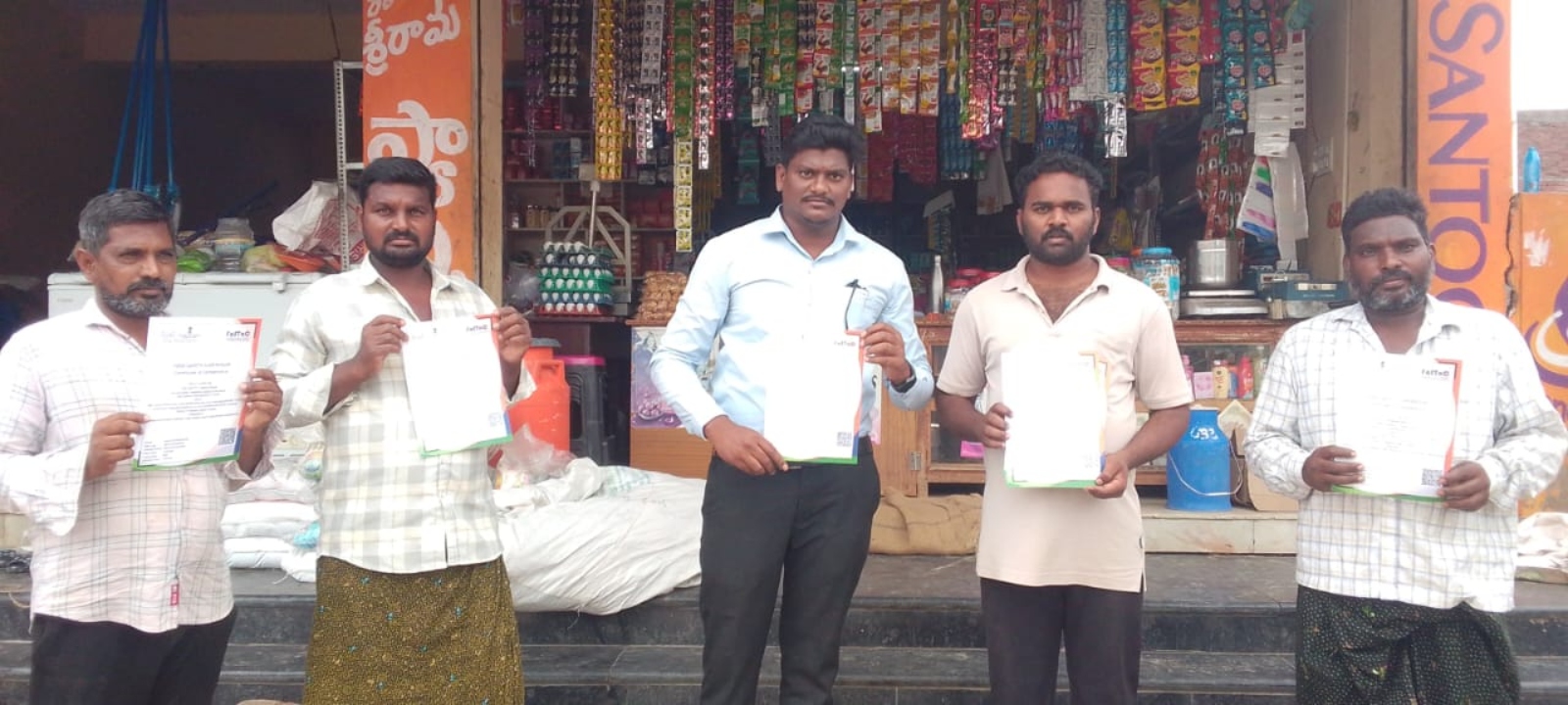 Group with Certificates Outdoors